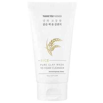 Thank You Farmer Rice Pure Clay Mask to Foam Cleanser 150ml - Καθαριστική Μάσκα Αργίλου & Αφρώδες Καθαριστικό με Ρύζι